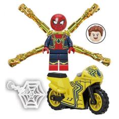 Boneco Blocos De Montar Homem Aranha Teia Gold Motorcycle