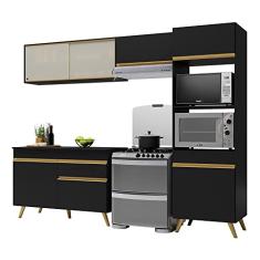 Cozinha Compacta 4 pç c/Armário e Balcão Mp3692 Veneza Gb Preta