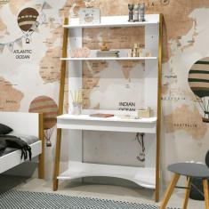 Escrivaninha 172cm com Estante Simba Móveis Reller Branco Fosco