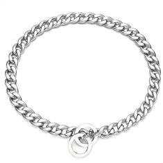 Aiyidi Coleira de corrente forte para cães 11/13/15 mm de largura de aço inoxidável prata NK corrente cubana coleira de treinamento de caminhada à prova de mastigação 30.5 cm-66.0 cm para cães