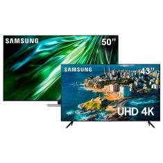 Smart TV 50” 4K Samsung Gaming Neo QN50QN90D QLED, com AI, Dolby Atmos, Upscaling 4K+ Smart TV 43" UHD 4K Samsung 43CU7700GXZD, Crystal 4K, Gaming Hub