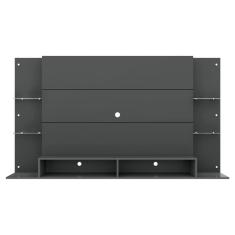 Painel Tv 60 com Suporte e Prateleiras de Vidro Grafite