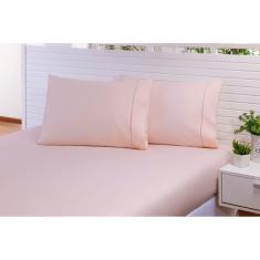 Lençol Casal 3 Peças C/Elástico Percal 100% Algodão 200 Fios Salmon