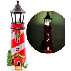 Enfeite Natalino Decorativo Farol Casa Listrada Com Led 30cm
