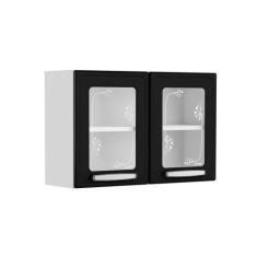 Armário de Cozinha Modulado Evidence 7006 2 Portas c/Vidro Branco/Pret