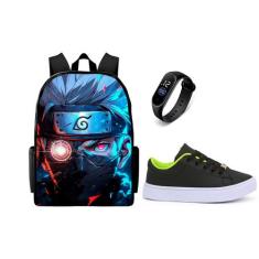 Bolsa Escolar Lançamento Masculina mais Tenis Casual E Relogio Digital