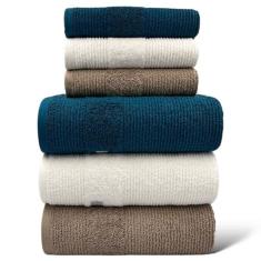 Jogo de Toalhas Gigante / Banhão 6 Peças Maria Tereza - Petroleo/Branc