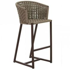 Banqueta Bali Em Alumínio E Corda Náutica Trama Original, Verde
