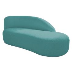 Divã Recamier Curvo Luna 160cm Lado Direito Suede - Doce Sonho Móveis Azul Turquesa