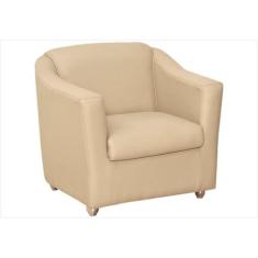 Poltrona Decorativa Tilla Pés Cromado Napa Bege - DS Estofados - Estop