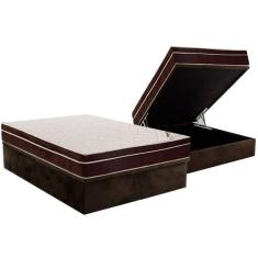 Cama Box Baú Casal: Colchão Ortopédico Ortobom Exclusive + Base Crc Courano Black(138X188)