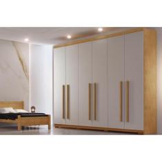 Guarda Roupa 6 Portas e 4 Gavetas c/ Pés Bahia Naturale/Off White - Ru