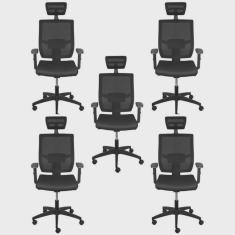 Kit 5 Cadeiras de Escritório Presidente com Nr17 Atenas Alta