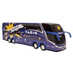 Brinquedo Ônibus Miniatura Varig Azul 2 Andares