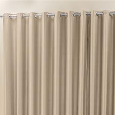 Cortina Madri 4,00M X 2,50M Bege Liso Tecido Semi Blackout Para Sala Quarto