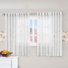 Cortina De Renda Floral 3,00M X 2,50M Charme Para Varão Simples Com Ilhóses - Branca