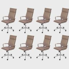 Kit 8 Cadeiras Escritorio Presidente Design Italiano com Relax Corino 3304