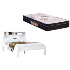Colchão Casal Anatômico Orthoface Polar (1un) + Cama Invicta c/ Baú Branco