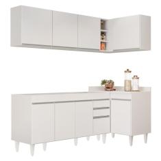 Armário De Cozinha Modulado De Canto Esquerdo 4 Peças Cp49 Balcão Sem Tampo Branco - Lumil