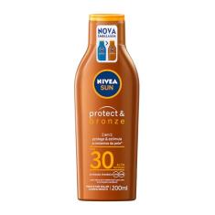 NIVEA SUN Protetor Solar Protect & Bronze FPS 30 200ml - Com ativo de pró melanina, resistente à água, protege dos raios UVA/UVB, ajuda a manter a cor bonita e uniforme por mais tempo