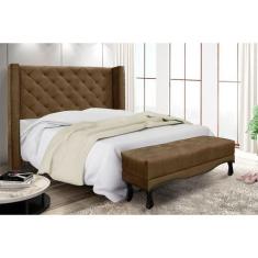 Cabeceira Cama Box Queen 160cm e Recamier Vicenza Suede S04 - D'Rossi,