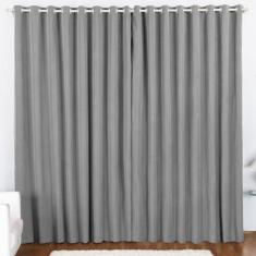 Cortina 3 Mts Sala Quarto Oxford Trilho Comum Baratissima Cinza - 100%