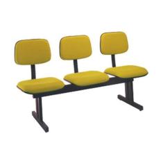 Cadeira Secretária em longarina com 3 lugares Linha Square Amarelo - D
