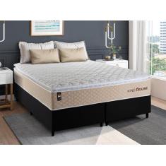 Conjunto Cama Box c/ Molas Ensacadas Alford Bege King 193x203x66 - Kin