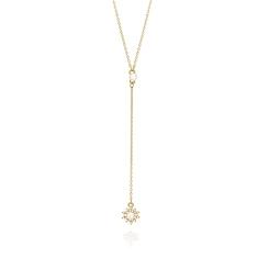 Colar Rommanel Banhado Ouro Gravatinha Pérolas E Sol Com Zircônias 531962