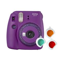 Câmera Instantânea Fujifilm Instax Mini 9 com 3 Filtros Coloridos, Roxo Açaí