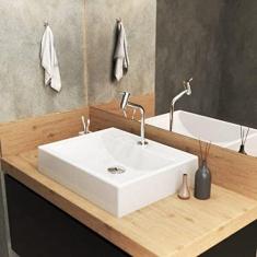 Kit Cuba Rt49 com Torneira Pratika 1060 Metal e Válvula Click 1 Polegada G e Sifão Pvc e Flexível Compace Branca