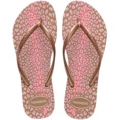 Chinelo Havaianas Slim Animals Feminino - Rose Gold