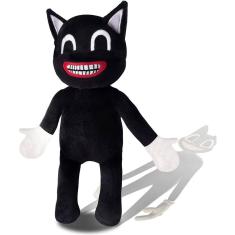 Black Cartoon Cat Pelúcia Brinquedo Recheado, Brinquedos de Pelúcia Gato Animal Macio e Abraço Animal, Boneca de Pelúcia Infantil, Presentes de Aniver
