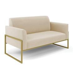 Sofá Namoradeira Base Industrial Alta Dourado Marisa Suede D03 - D\`rossi Cor Bege