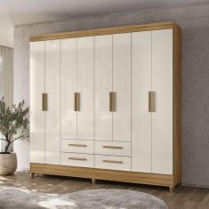 Guarda Roupa Casal 8 Portas 4 Gavetas Florida Moval Freijo/off White