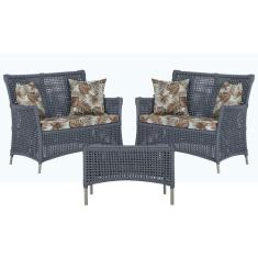 2 Sofás Área e Mesa Igapó Alumínio Pintura Fendi Corda Náutica Estofad