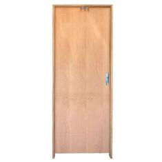 Kit Porta de Madeira Semi-Oca Lisa Rodam Padrão Curupixá - Lado Esquer