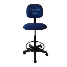 Cadeira Caixa Alta Com Aro E Com Rodízio Tecido Azul