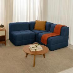 Sofá Guldi Popup com 2 Módulos Centrais e Canto Linho Azul