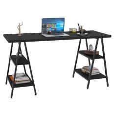 Mesa Escrivaninha Cavalete 150cm Estilo Industrial Prisma C08 Preto ônix/preto - Mpozenato