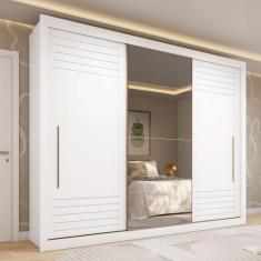 Guarda-roupa Casal 270cm 3 Portas de Correr com Espelho 100% Mdf Aracr