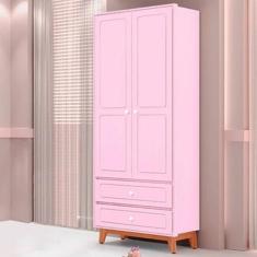 Guarda-Roupa Infantil Kevin 2 Portas 2 Gavetas MDF Tuboarte, Rosa