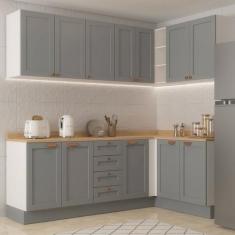 Cozinha Modulada 6 Peças 3 Armários Aéreos e Nichos, 3 Balcões CabeCas