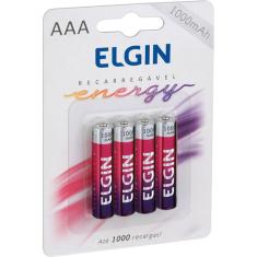 Pilha Recarregável Elgin AAA 1000mAh C/4 Código 82171
