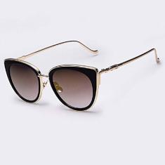 Óculos Aofly AF2278 óculos de sol feminino de estilo olho de gato, óculos de sol de liga metálica, feminino, de marca famosa (Dourado)