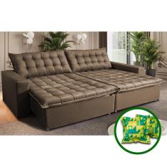 Sofá Sem Caixa Retrátil Reclinável 2,15m Cama inBox França. Velusoft