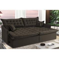 Sofá Sem Caixa Retrátil e Reclinável 1,55m Cama inBox Versátil. Suede Velusoft