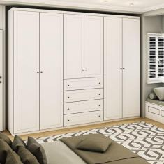 Guarda-Roupa Casal Arizona 6 Portas 4 Gavetas Branco - Panorama Móveis