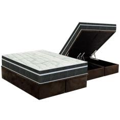 Conjunto Box Baú Queen: Colchão Molas Orthoflex Bonnel Venezia + Base CRC Suede Brown(158x198)