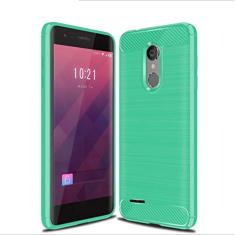 Capa para LG K8 Plus 2018, capa de material de fibra de carbono, macia, antiderrapante, antiimpressões digitais, capa totalmente protetora para LG K8 Plus 2018